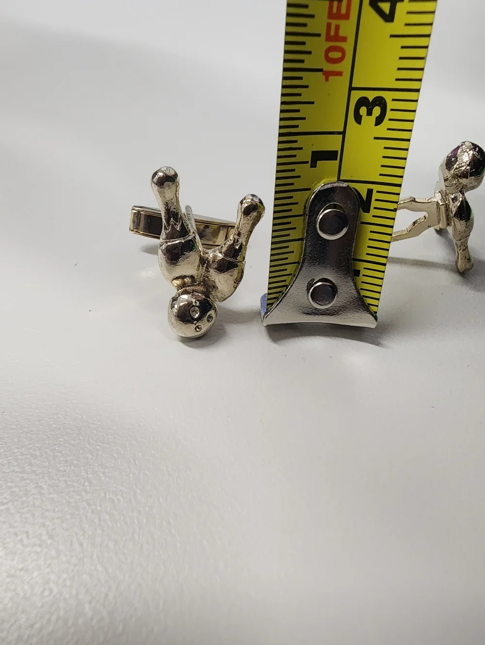 Figural Bowling Cuff links 3D Bowling Ball & Pins Novelty Retro Gold-Tone Sports